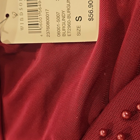 Burgundy Faux Pearl Corset Bodysuit - Picture 5 of 6